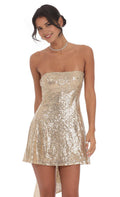 Gold Strapless Homecoming Dress Sparkling Showstopper