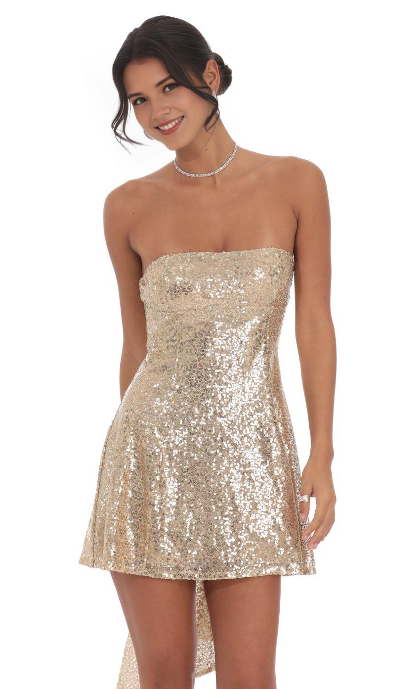 Gold Strapless Homecoming Dress Sparkling Showstopper