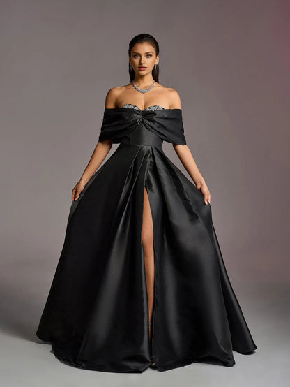 Sophisticated Graceful Stylish Refined Beautiful Elegant Black Lace A-Line Floor-Length Prom Dress