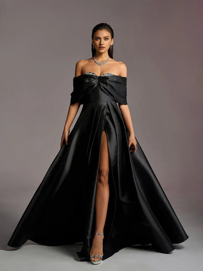 Sophisticated Graceful Stylish Refined Beautiful Elegant Black Lace A-Line Floor-Length Prom Dress