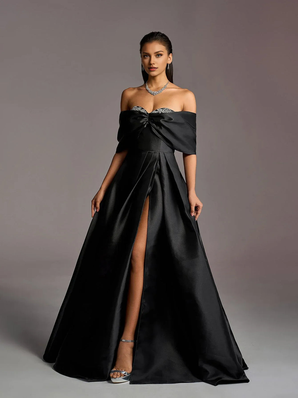 Sophisticated Graceful Stylish Refined Beautiful Elegant Black Lace A-Line Floor-Length Prom Dress