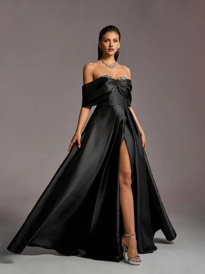 Sophisticated Graceful Stylish Refined Beautiful Elegant Black Lace A-Line Floor-Length Prom Dress