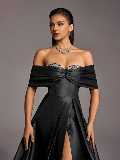 Sophisticated Graceful Stylish Refined Beautiful Elegant Black Lace A-Line Floor-Length Prom Dress