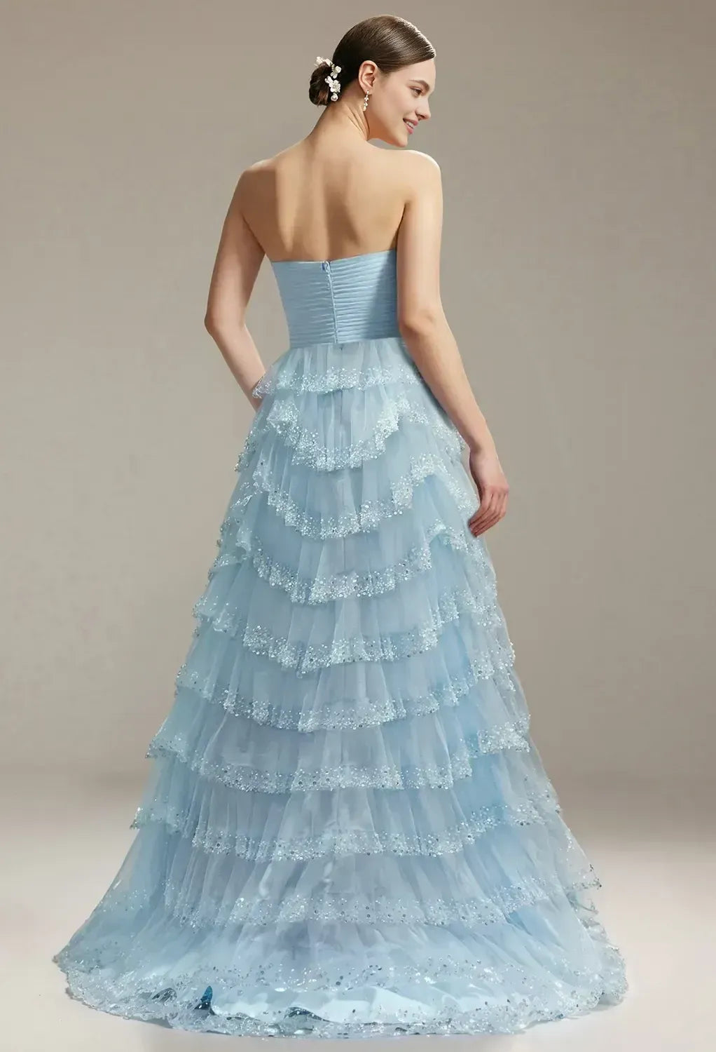 Refined Beautiful Timeless Chic Elegant Light Blue Tulle A-Line Sleeveless Prom Dress