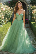 Timeless Special Occasion Sophisticated Elegant Red Tulle A-Line Sweetheart Sleeveless Prom Dress