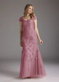 Stylish Refined Elegant Tulle Mermaid V-Neck Floor-Length Mother of the Bride Dress
