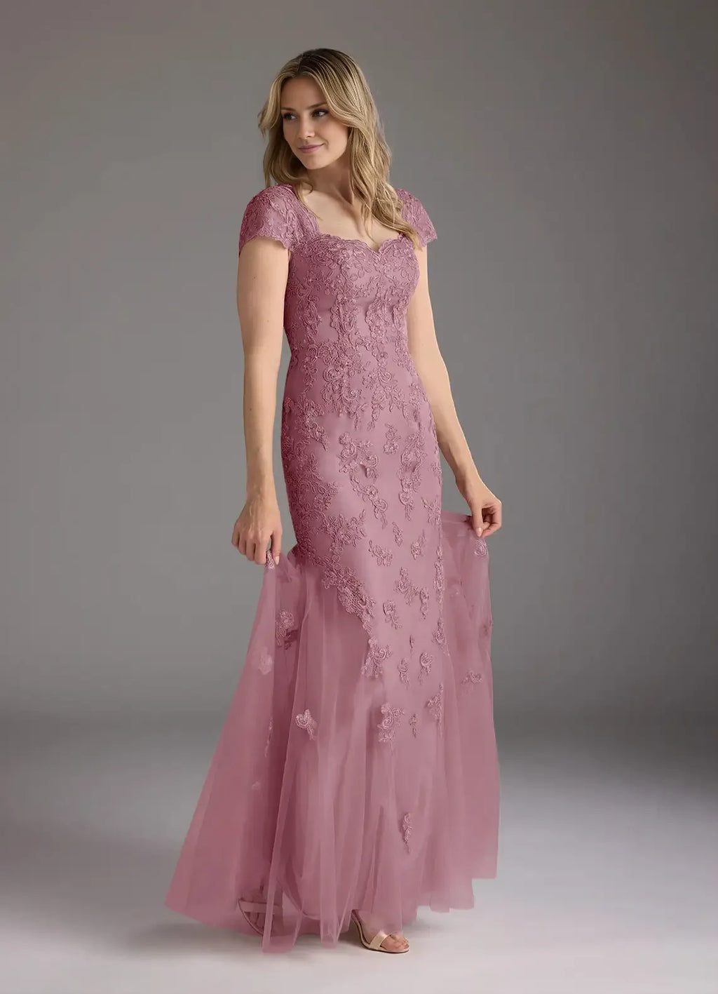 Stylish Refined Elegant Tulle Mermaid V-Neck Floor-Length Mother of the Bride Dress