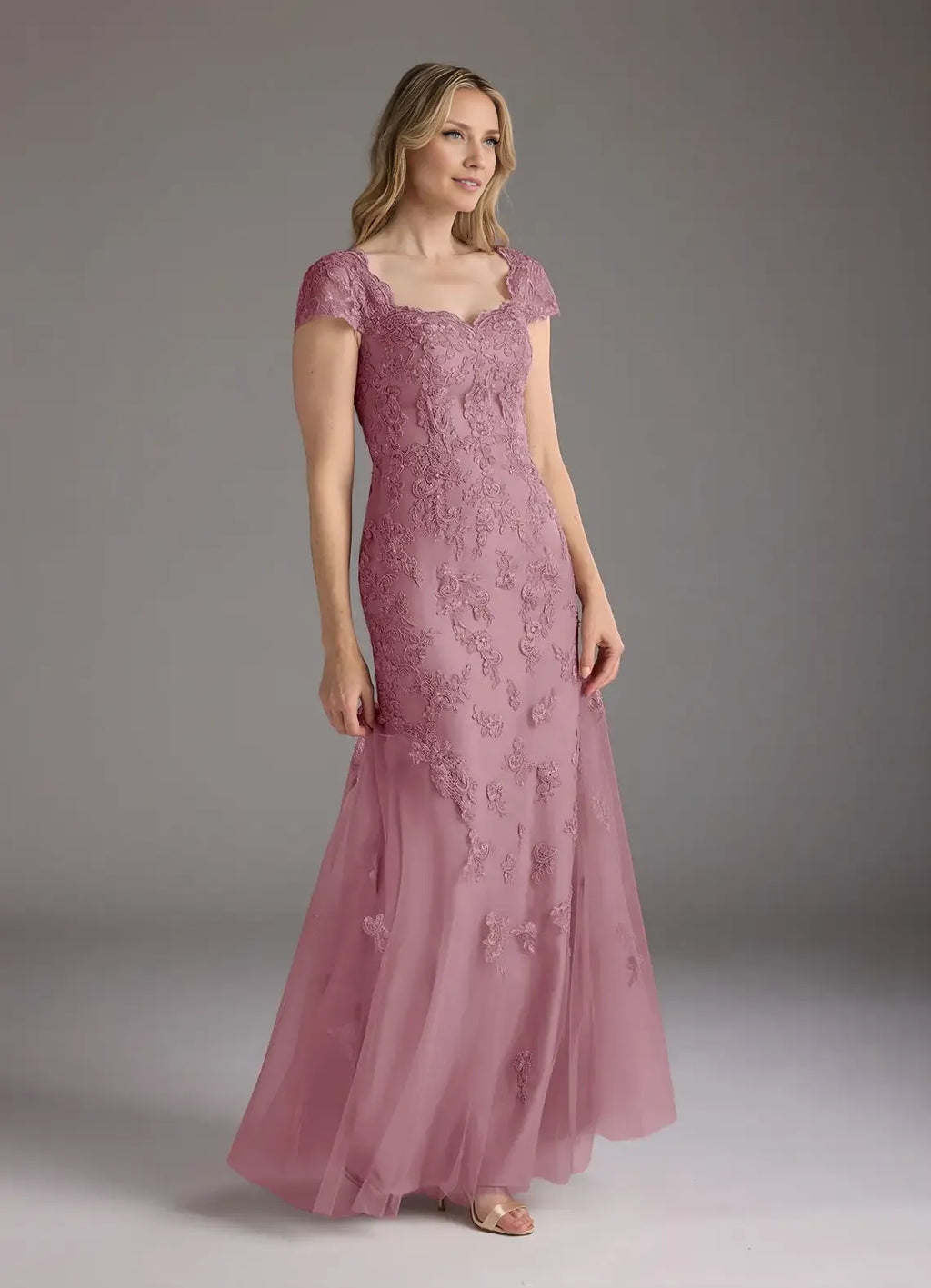 Stylish Refined Elegant Tulle Mermaid V-Neck Floor-Length Mother of the Bride Dress