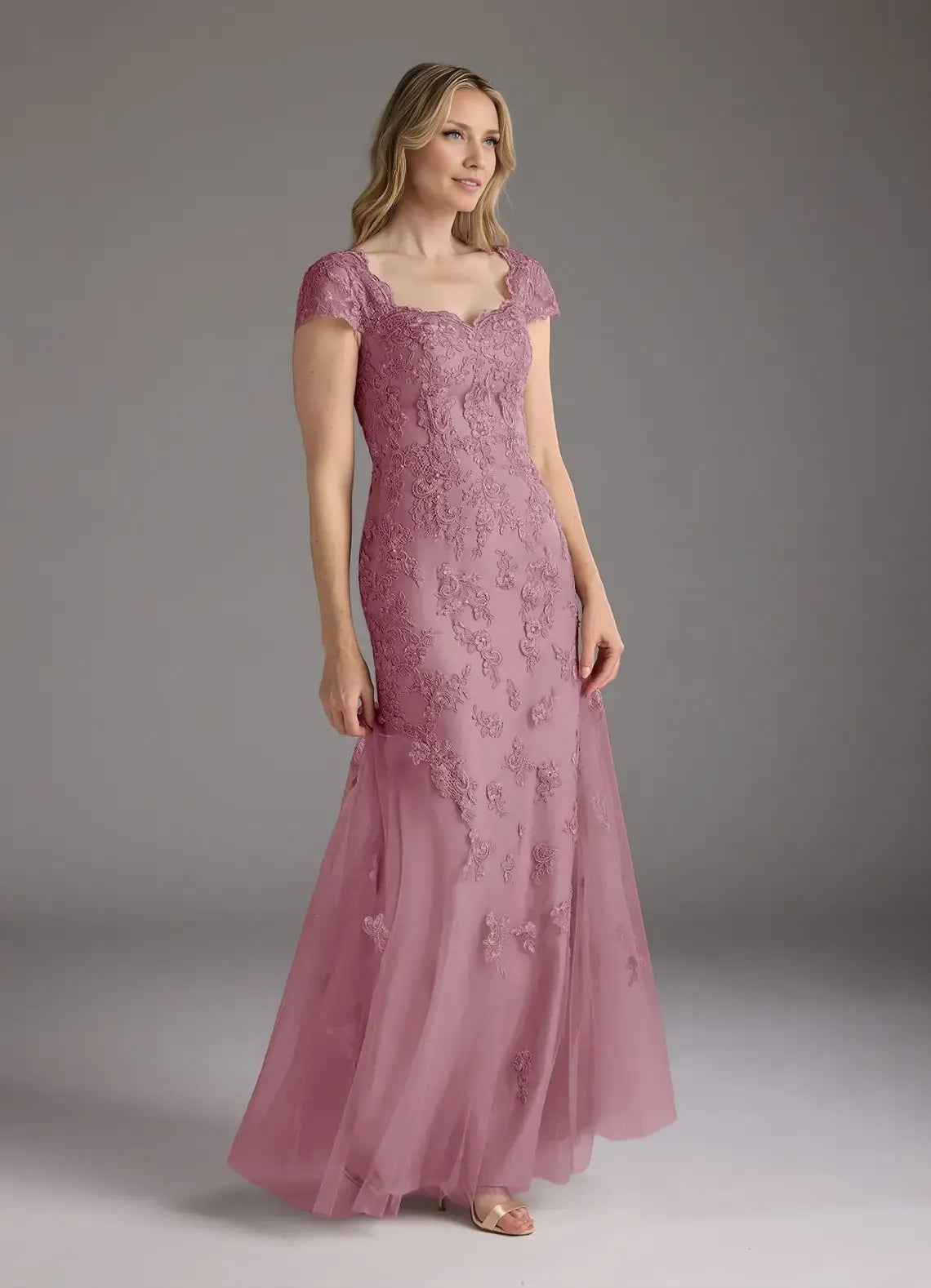 Stylish Refined Elegant Tulle Mermaid V-Neck Floor-Length Mother of the Bride Dress