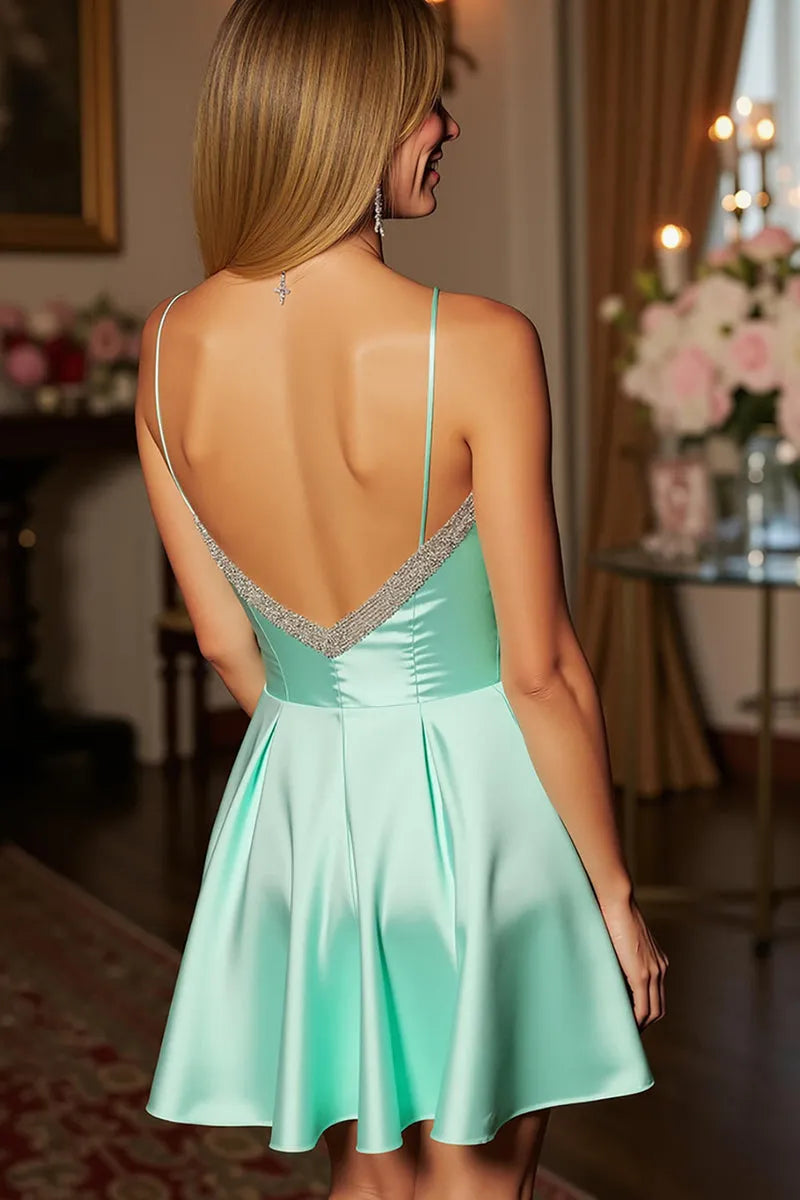 Green Mint Homecoming Dress with - Sweetheart Neckline