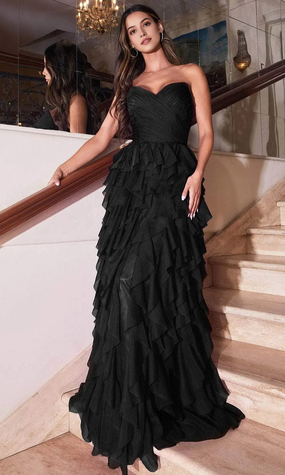 Red Strapless Evening Dresses with Tiered Ruffles Sweetheart Neckline and Flowy Silhouette Ideal for Glamorous Galas Weddings and Special Occasions