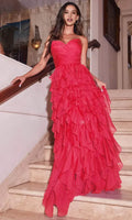Red Strapless Evening Dresses with Tiered Ruffles Sweetheart Neckline and Flowy Silhouette Ideal for Glamorous Galas Weddings and Special Occasions