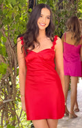 Red Homecoming Dress with Floral Strap Sweetheart Neckline Bodycon Fit for a Stunning Party Look