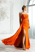 Sweetheart A-line Sleeveless Long Evening Dress With Side Slit