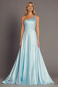 Timeless Special Occasion Sophisticated Elegant Sky Blue Satin Sleeveless Floor-Length Prom Dress