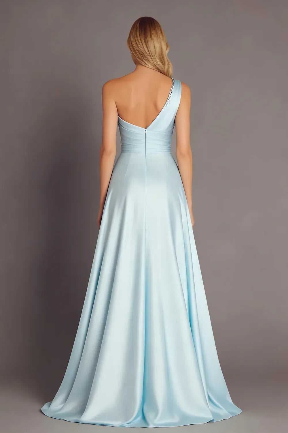 Timeless Special Occasion Sophisticated Elegant Sky Blue Satin Sleeveless Floor-Length Prom Dress