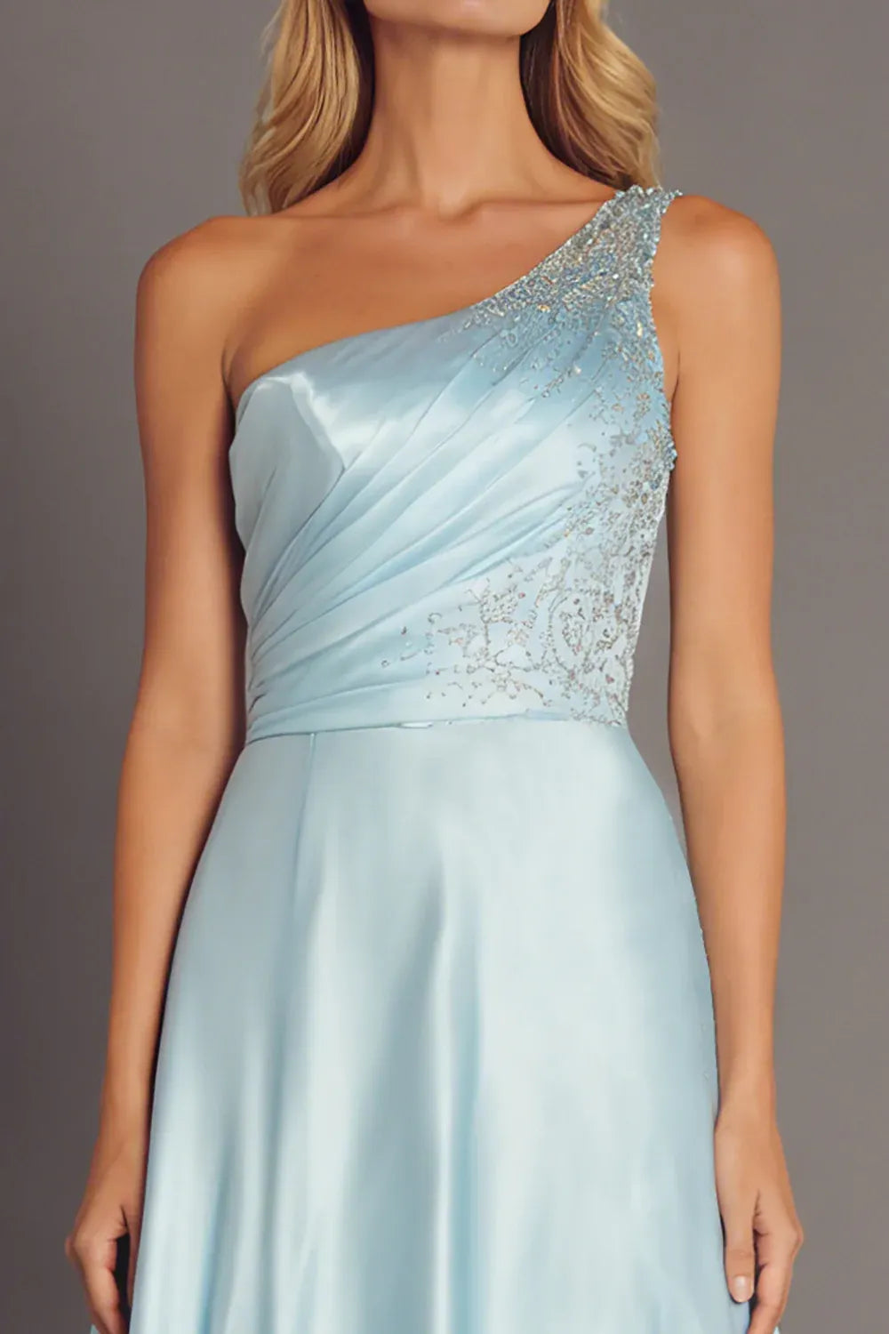 Timeless Special Occasion Sophisticated Elegant Sky Blue Satin Sleeveless Floor-Length Prom Dress