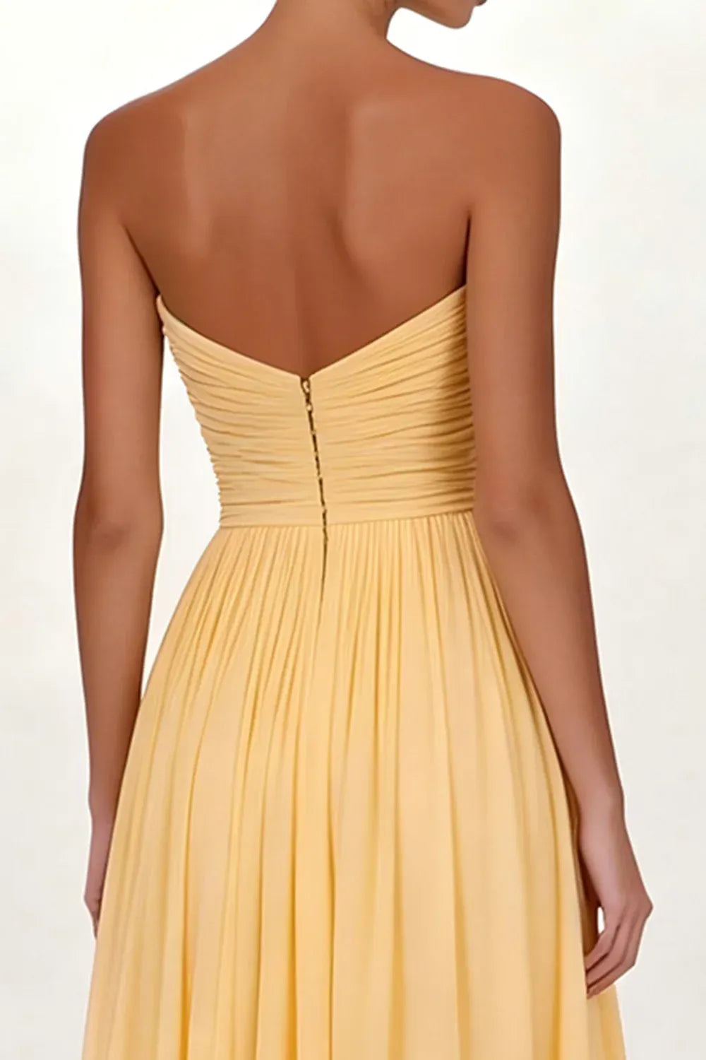 Special Occasion Sophisticated Graceful Stylish Elegant Yellow Chiffon Strapless Sleeveless Floor-Length Prom Dress