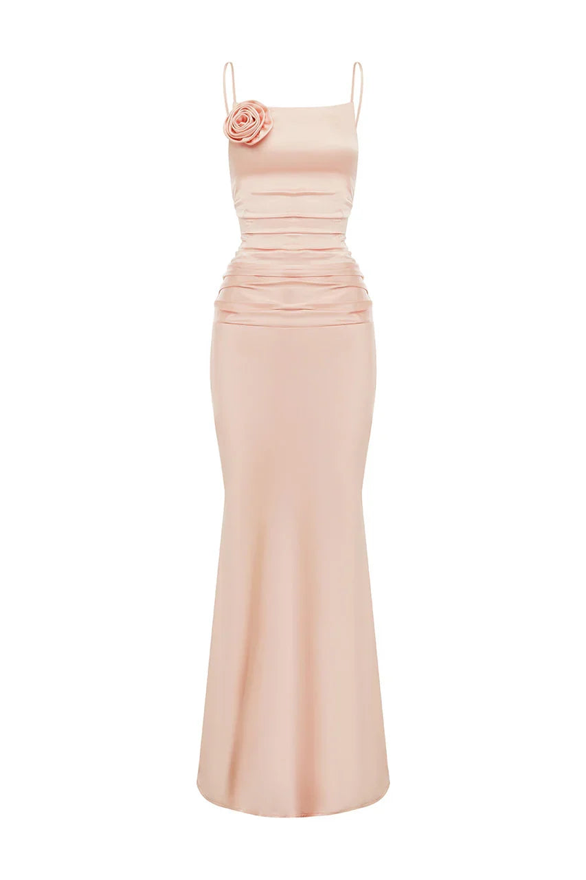 Refined Beautiful Timeless Special Occasion Sophisticated Elegant Satin Sleeveless Floor-Length Prom Dress