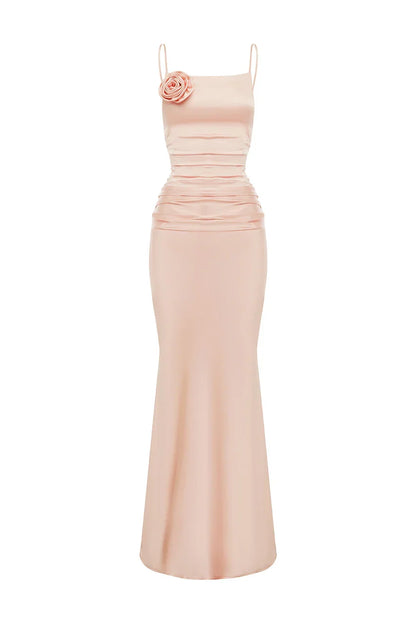 Refined Beautiful Timeless Special Occasion Sophisticated Elegant Satin Sleeveless Floor-Length Prom Dress