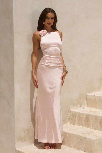 Refined Beautiful Timeless Special Occasion Sophisticated Elegant Satin Sleeveless Floor-Length Prom Dress