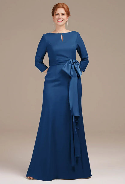 Sophisticated Graceful Stylish Elegant Satin Mermaid Pleated Mother of the Bride Dress