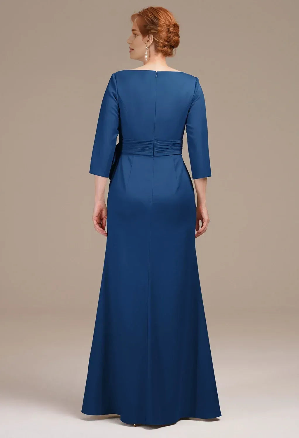 Sophisticated Graceful Stylish Elegant Satin Mermaid Pleated Mother of the Bride Dress