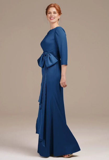 Sophisticated Graceful Stylish Elegant Satin Mermaid Pleated Mother of the Bride Dress