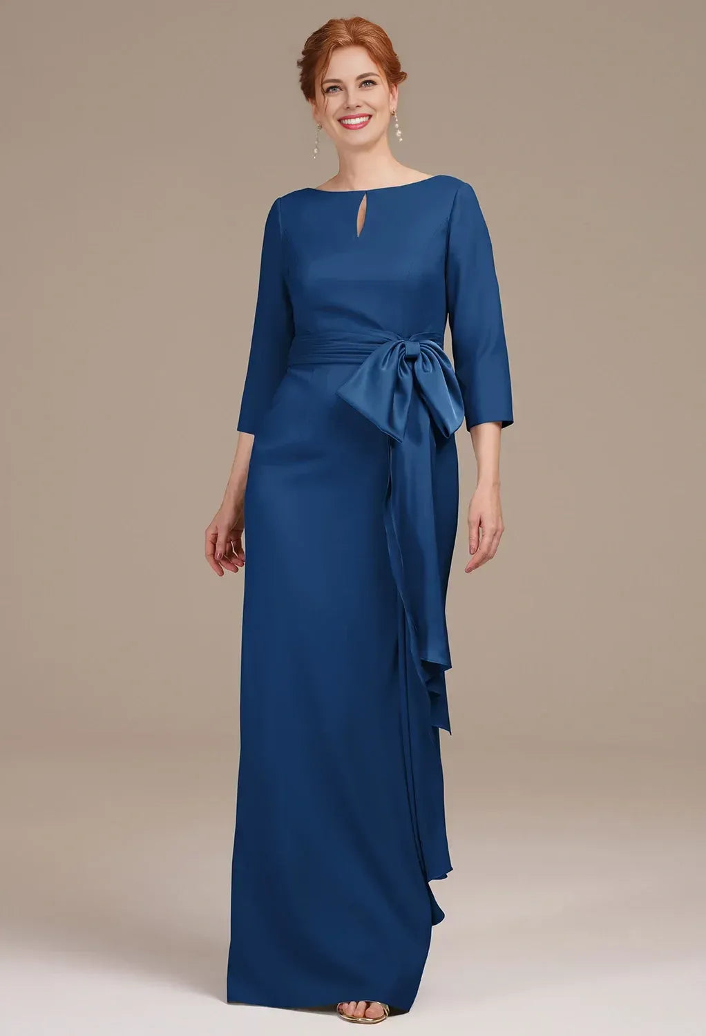Sophisticated Graceful Stylish Elegant Satin Mermaid Pleated Mother of the Bride Dress