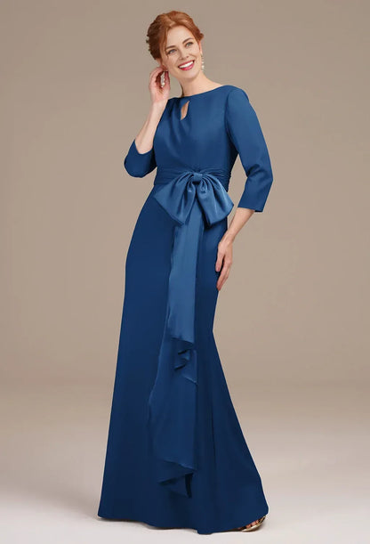 Sophisticated Graceful Stylish Elegant Satin Mermaid Pleated Mother of the Bride Dress