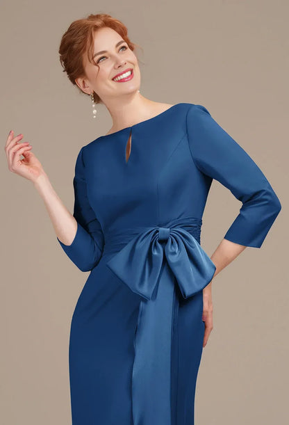 Sophisticated Graceful Stylish Elegant Satin Mermaid Pleated Mother of the Bride Dress