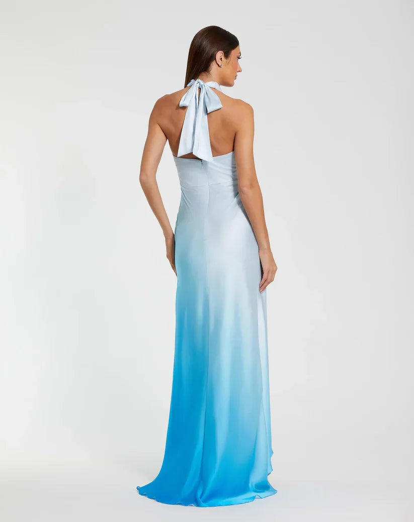 Special Occasion Sophisticated Graceful Stylish Elegant Blue Satin A-Line Halter Sleeveless Prom Dress
