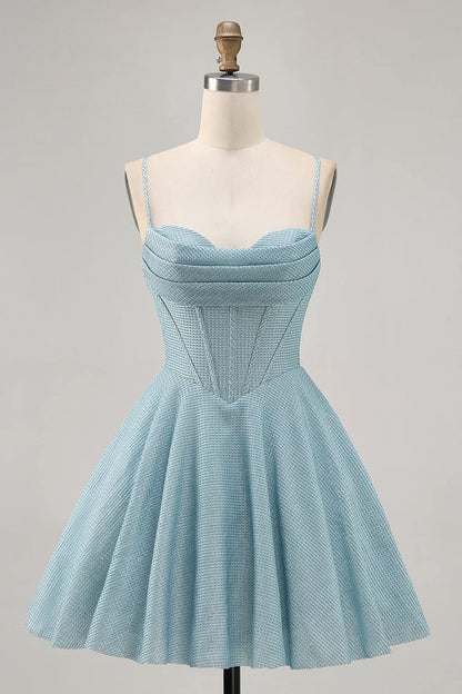 Elegant Red Lace A-Line Classic-Neck Sleeveless Lace-Up-Back Mini-Length Homecoming Dress