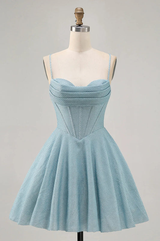 Elegant Red Lace A-Line Classic-Neck Sleeveless Lace-Up-Back Mini-Length Homecoming Dress