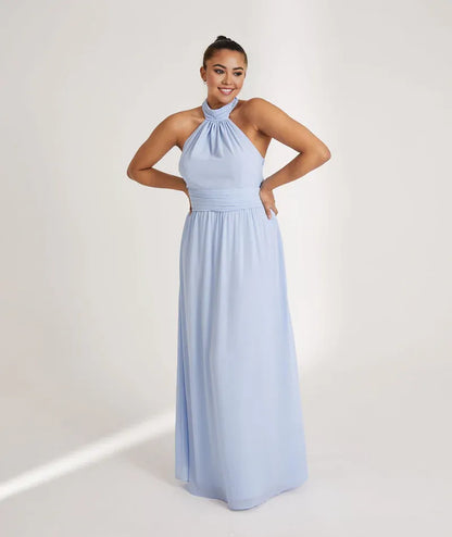 Graceful Stylish Refined Beautiful Timeless Elegant Chiffon A-Line Halter Sleeveless Bridesmaid Dress