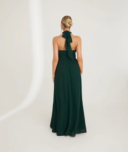 Graceful Stylish Refined Beautiful Timeless Elegant Chiffon A-Line Halter Sleeveless Bridesmaid Dress