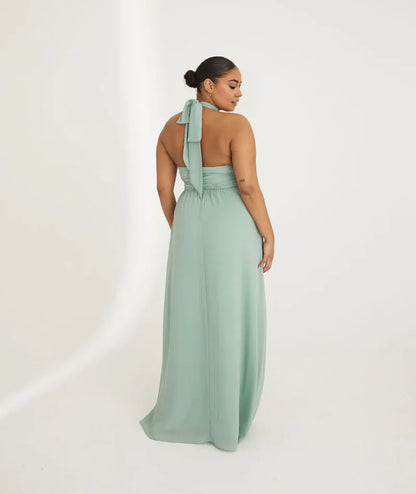 Graceful Stylish Refined Beautiful Timeless Elegant Chiffon A-Line Halter Sleeveless Bridesmaid Dress