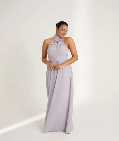 Graceful Stylish Refined Beautiful Timeless Elegant Chiffon A-Line Halter Sleeveless Bridesmaid Dress