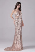 Halter Sleeveless Backless Floor Length mother's dress