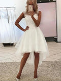 Straps Applique High Low Knee Length Wedding Dresses
