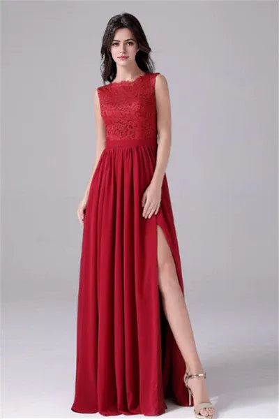 Jewel Floor Length Sleeveless Backless High slit mother's dress