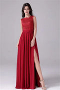 Jewel Floor Length Sleeveless Backless High slit mother's dress