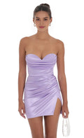 Lavender Strapless Homecoming Dress Ruched Sweetheart Neckline Side Slit for a Chic School Dance Look