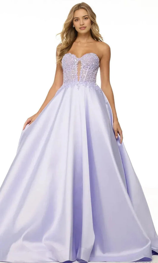 Luxurious Red A-Line Strapless Classic-Sleeve Classic-Back Floor-Length Prom Dress