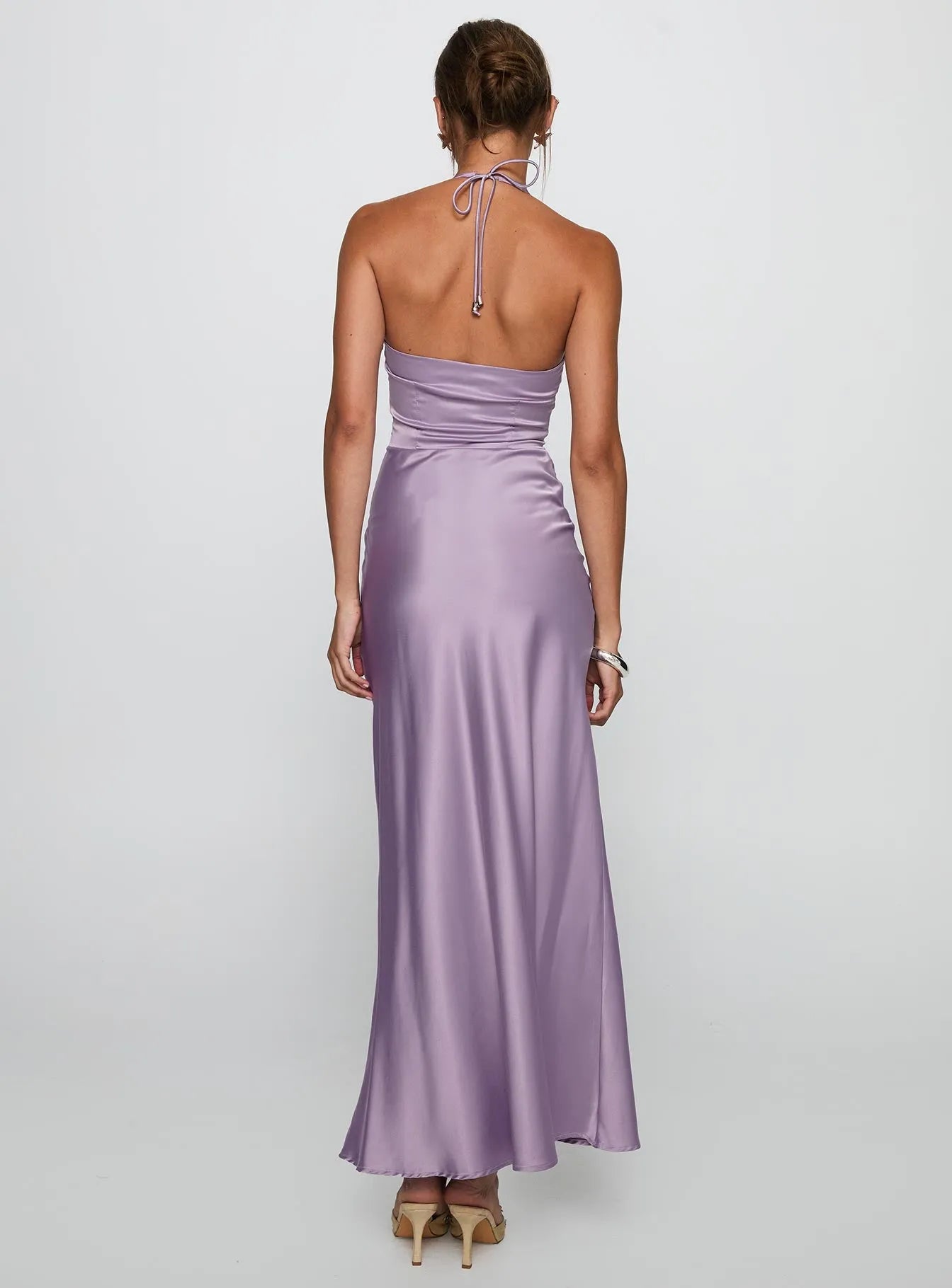 Lavish Mauve Sheath V-Neck Halter-Tie Backless Ankle-Length Prom Dress Hot sale