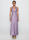 Lavish Mauve Sheath V-Neck Halter-Tie Backless Ankle-Length Prom Dress Hot sale
