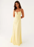 Yellow Lemon Prom Dress with Spaghetti Straps Sweetheart Neckline Keyhole Detail Floor-Length Silhouette for Formal Galas