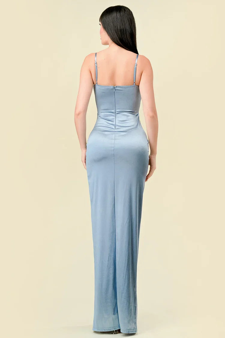Graceful Stylish Refined Beautiful Timeless Elegant Light Blue Satin Corset Prom Dress