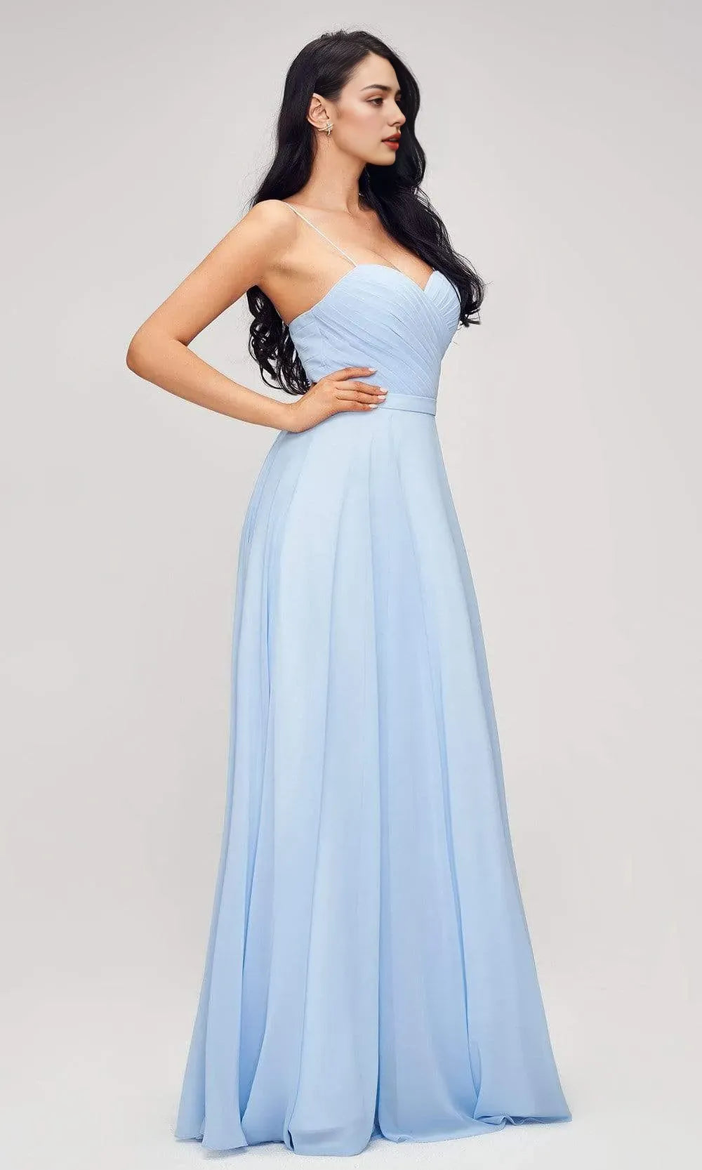 Light Blue Evening Dresses with Strapless Sweetheart Neckline Pleated Bodice and Flowy A - Line Design Perfect for a Graceful