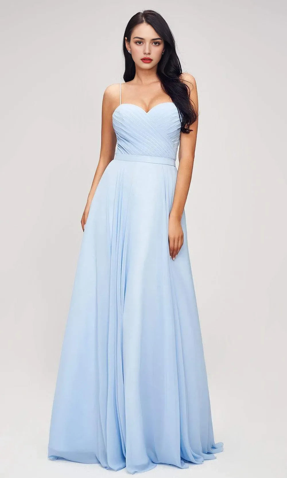 Light Blue Evening Dresses with Strapless Sweetheart Neckline Pleated Bodice and Flowy A - Line Design Perfect for a Graceful